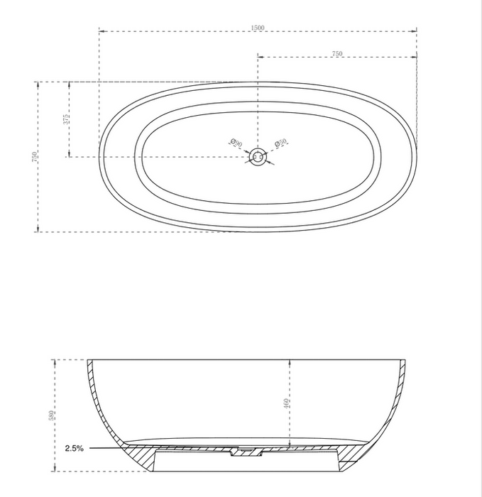 Wow Translucency Resin Stone Bath 1500mm