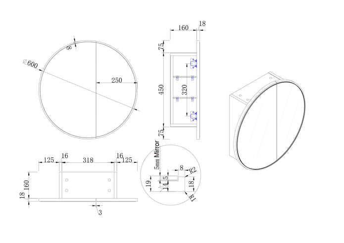 Auris Round Shaving Cabinet