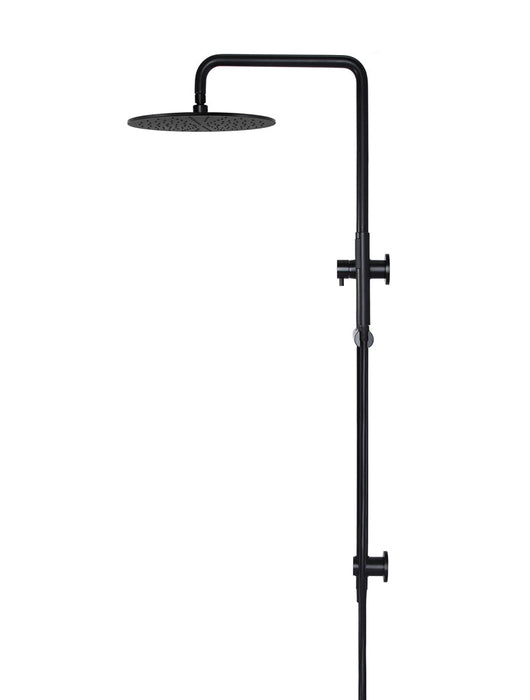 Round Combination Shower Rail, 300mm Rose, Single Function Hand Shower - Matte Black
