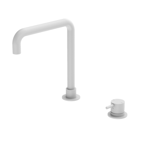 Mecca Hob Basin Mixer Square Swivel Spout - Matte White