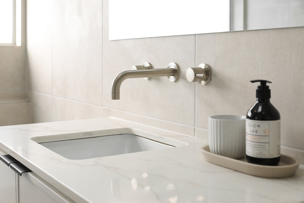 Round Quarter Turn Wall Top Assemblies - Brushed Nickel