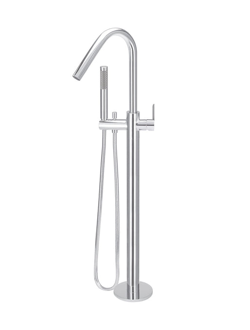 Round Paddle Freestanding Bath Spout & Hand Shower - Polished Chrome