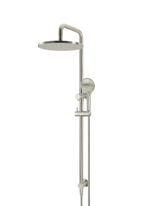 Round Combination Shower Rail, 300mm Rose, Three Function Hand Shower - Brushed Nickel