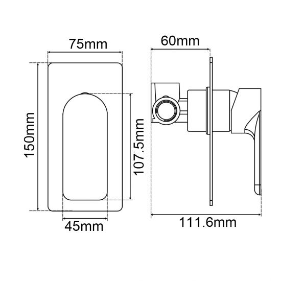 VOG Solid Brass Black Shower/Bath Wall Mixer