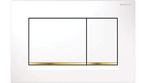 SIGMA30 DUAL FLUSH BUTTON SQUARE WHITE WITH GOLD TRIM