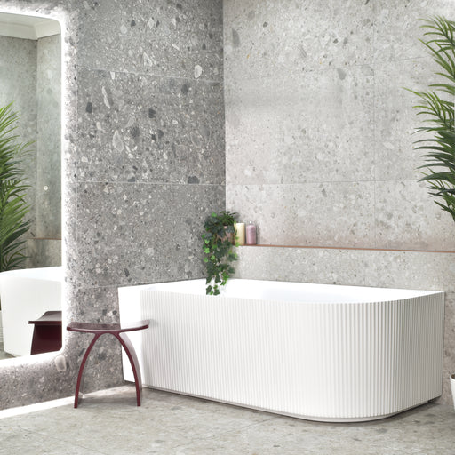 Brighton Groove 1500 Fluted Matte White Left Corner Bath