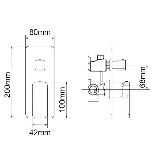 IVANO Series Solid Brass Black Bath/Shower Wall Mixer with Diverter