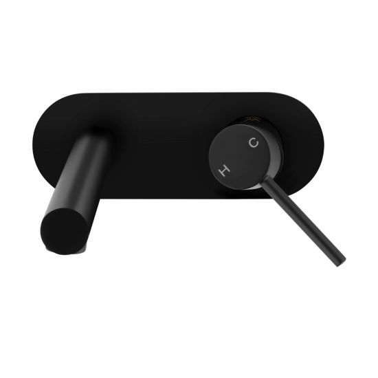 LUCID PIN Round Matte Black Bathtub/Basin Wall Mixer With Spout
