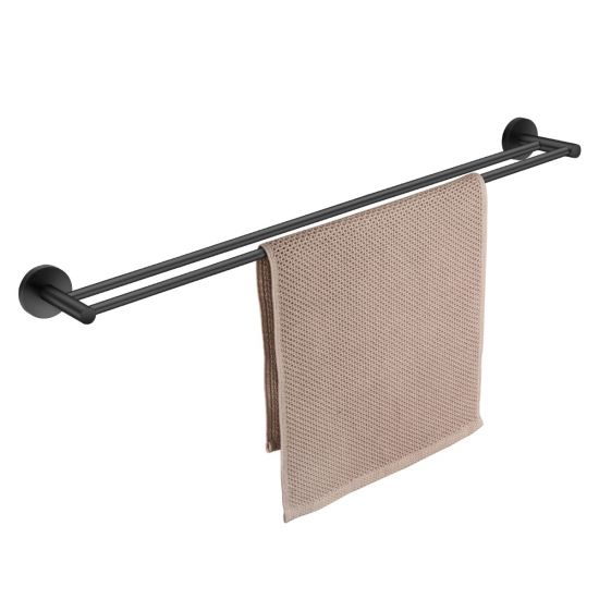 LUCID PIN Round Black Double Towel Rack Rail 800mm
