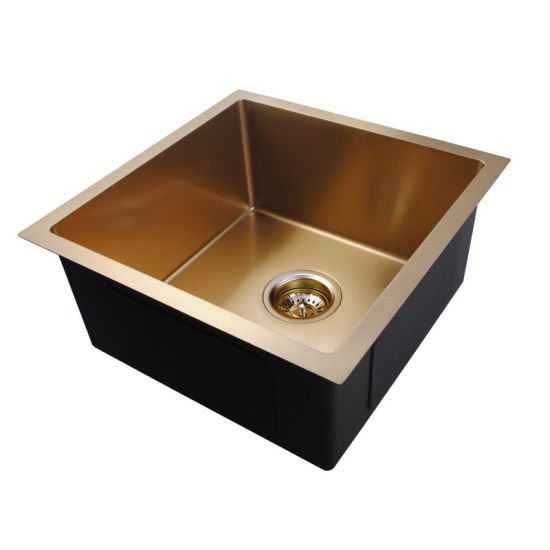 1.2mm 440x440x205mm Brushed Yellow Gold  Top/Under/Flush Mount Kitchen Sink