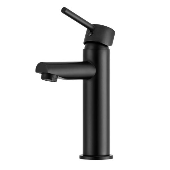 LUCID PIN Series Round Matt Black Basin Mixer