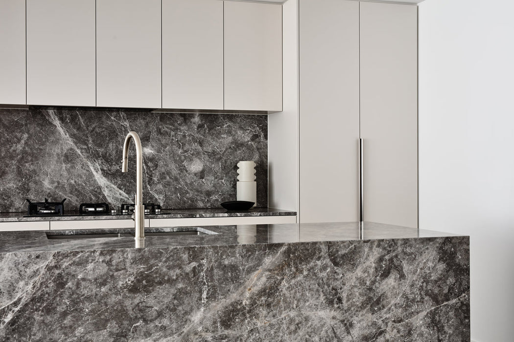 Round Piccola Pull Out Kitchen Mixer Tap - Brushed Nickel