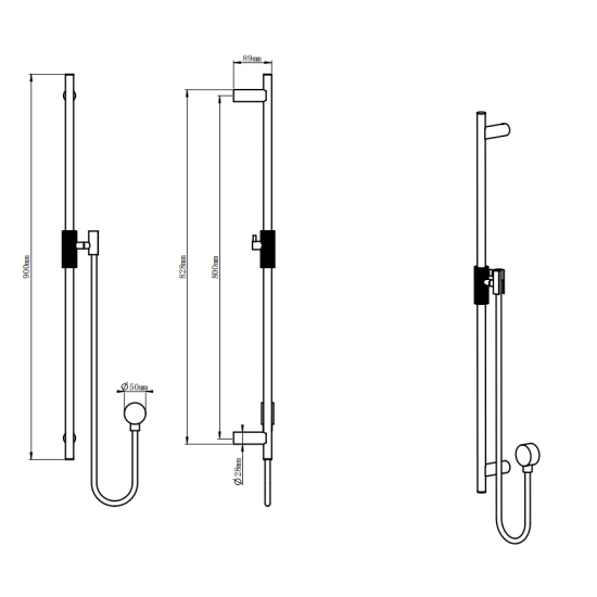 CADDENCE Series Brushed Nickel Shower Rail without Handheld Shower