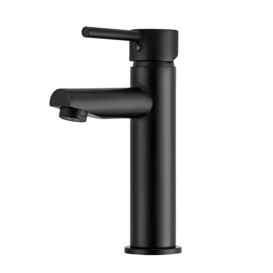 LUCID PIN Series Round Matt Black Basin Mixer