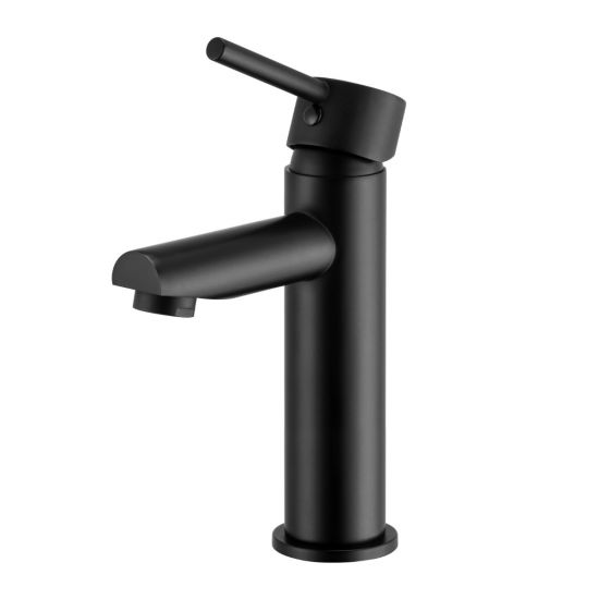 LUCID PIN Series Round Matt Black Basin Mixer