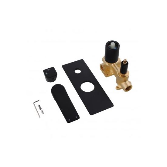 RUSHY Square Black Wall Mixer With Diverter
