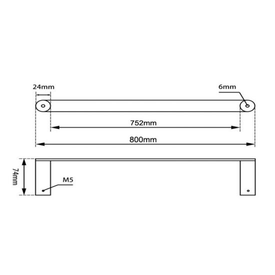 RUSHY Brushed Nickel Single Towel Rail 800mm