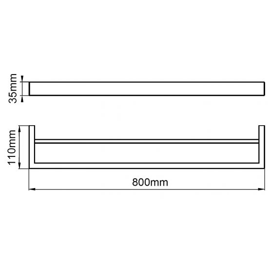 IVANO Series Black Double Towel Rail 800mm