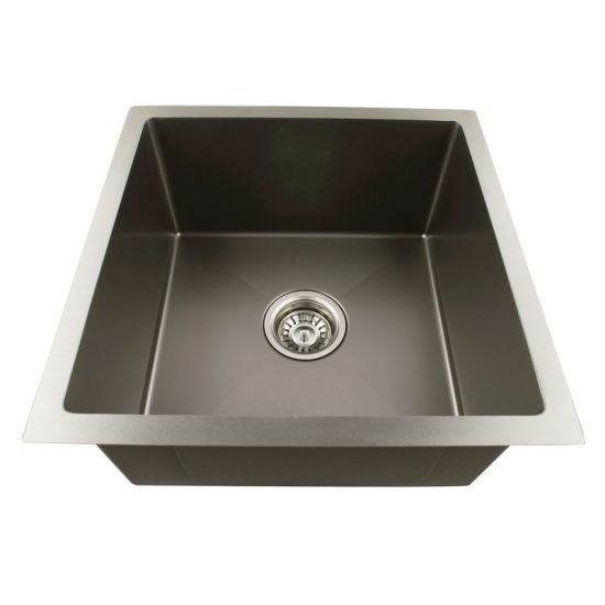 1.2mm Dark Grey Stainless Steel Single Bowl Top/Undermount Kitchen/Laundry Sink 440x440x205mm
