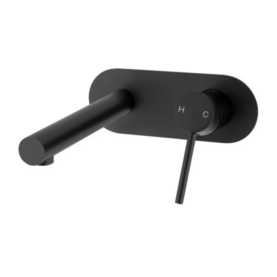 LUCID PIN Round Matte Black Bathtub/Basin Wall Mixer With Spout