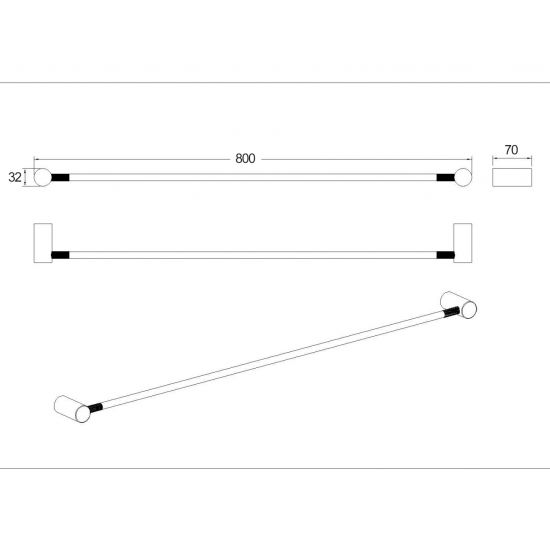 CADDENCE Series Brushed Gun Metal Grey Single Towel Rail 800mm