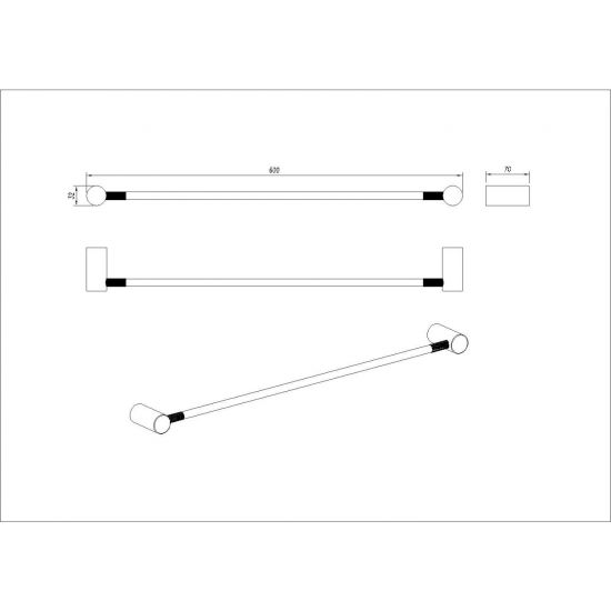 CADDENCE Series Brushed Gun Metal Grey Single Towel Rail 600mm