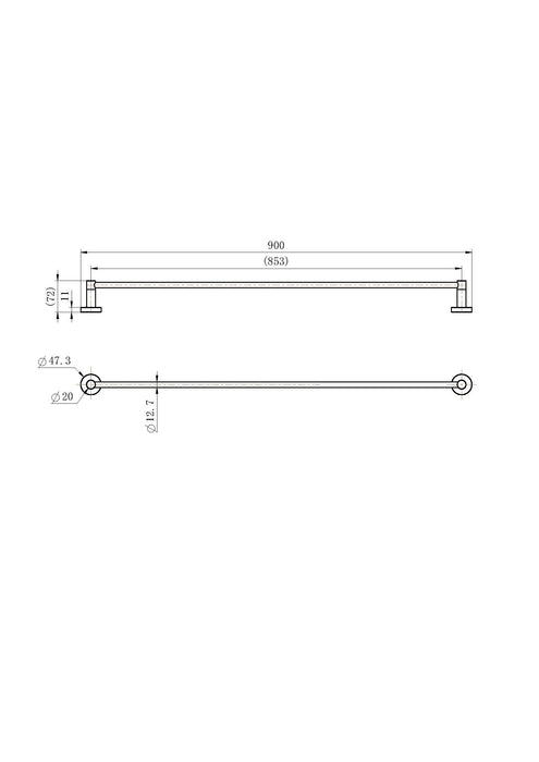 Deluxe Single Towel Rail 900mm Brushed Nickel