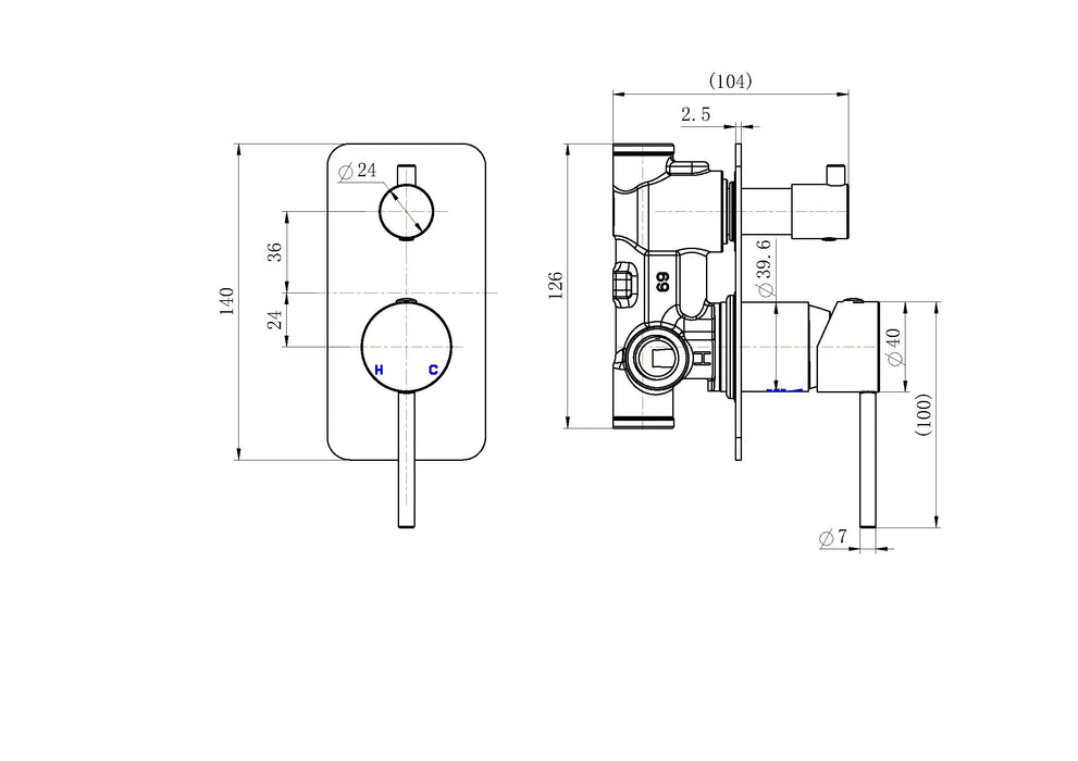 Divine Shower Diverter Matte Black