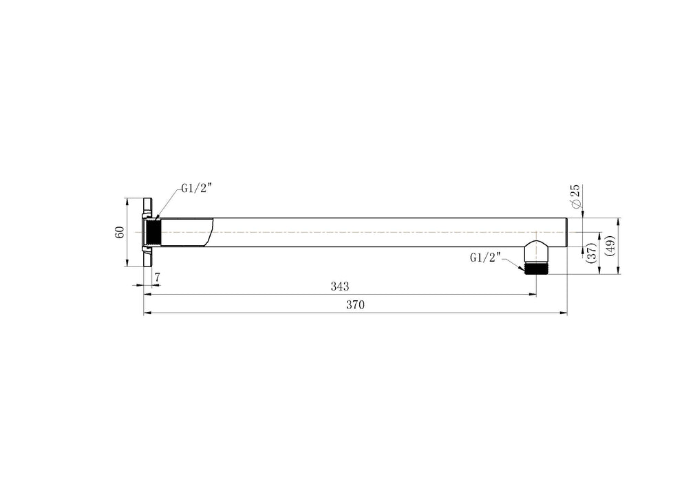 Wall Shower Arm 350mm  Brushed Nickel