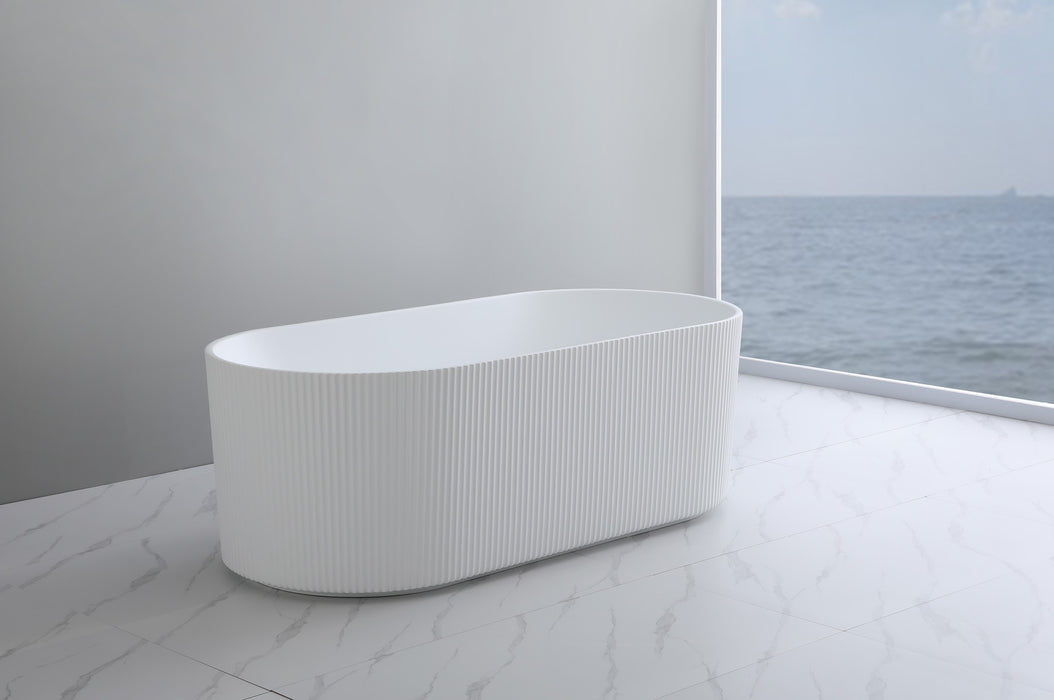 Ally Groove 1700mm Gloss White  Freestanding Bath