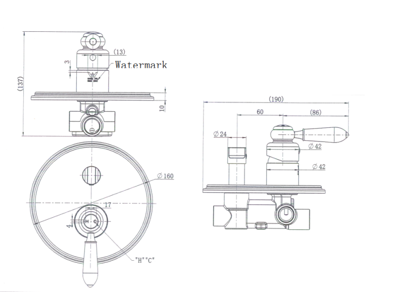 Bordeaux Shower Diverter Mixer - Brushed Nickel