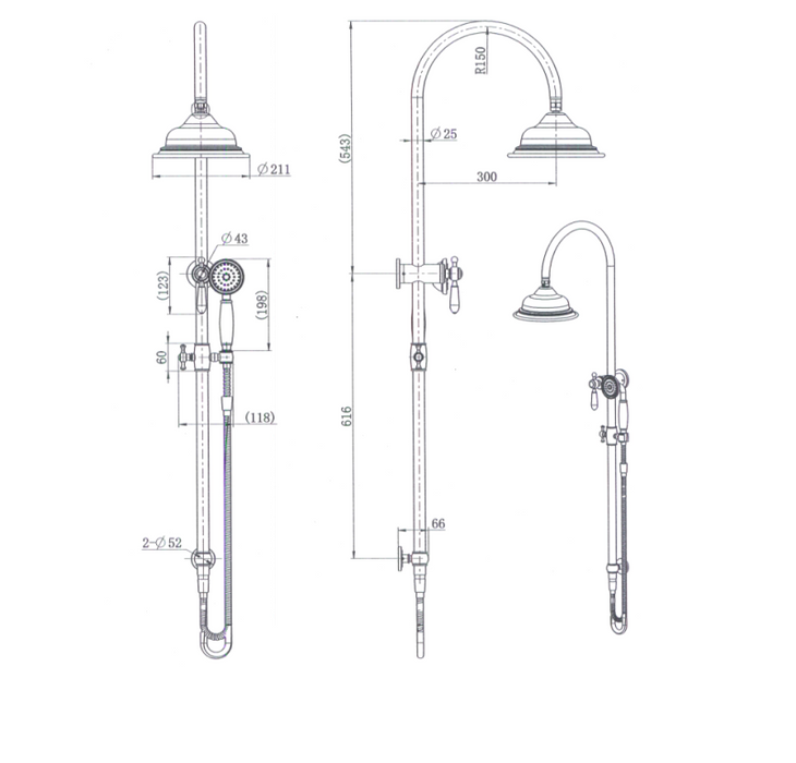 Bordeaux Shower Column Set - Brushed Bronze