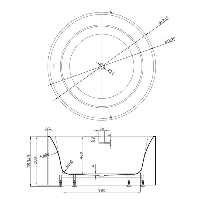 Como Groove Round White Free Standing Bath