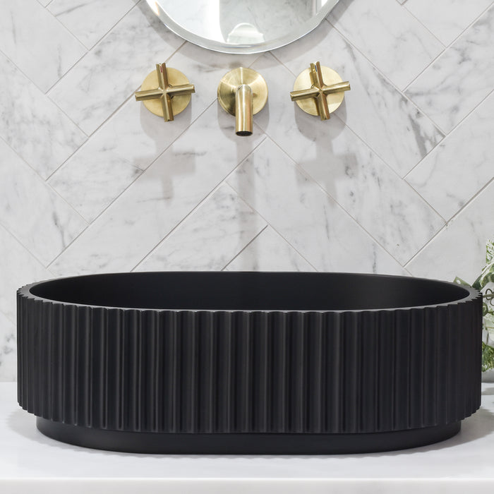 Stadio Groove 480mm Fluted Oval Basin Matte Black