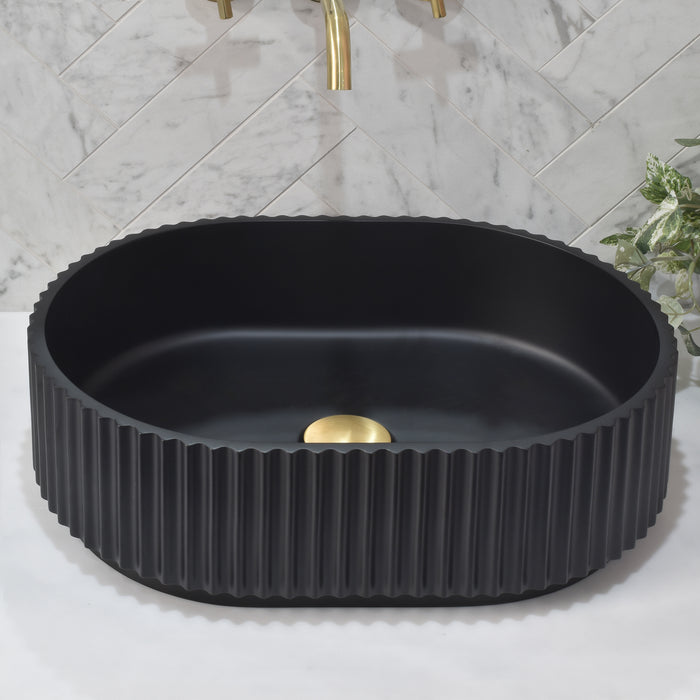 Stadio Groove 480mm Fluted Oval Basin Matte Black