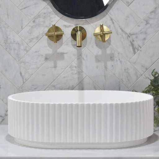 Stadio Groove 480mm Fluted Oval Basin Matte White