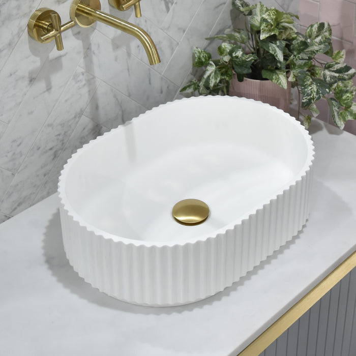 Stadio Groove 480mm Fluted Oval Basin Matte White