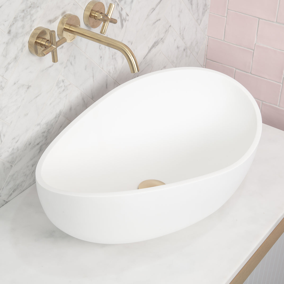 Wave Oval Basin Matte White — Christopher Alexander