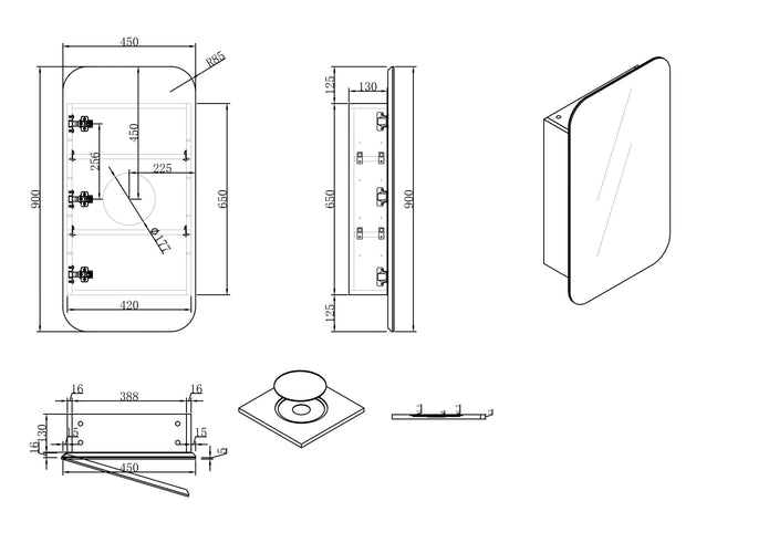 Rec 450mm Shaving Cabinet
