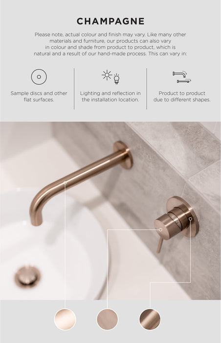 Round Combination Shower Rail, 300mm Rose, Single Function Hand Shower - Champagne