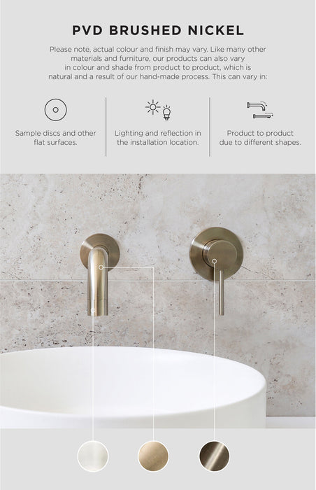 Round Combination Shower Rail, 200mm Rose, Single Function Hand Shower - Brushed Nickel