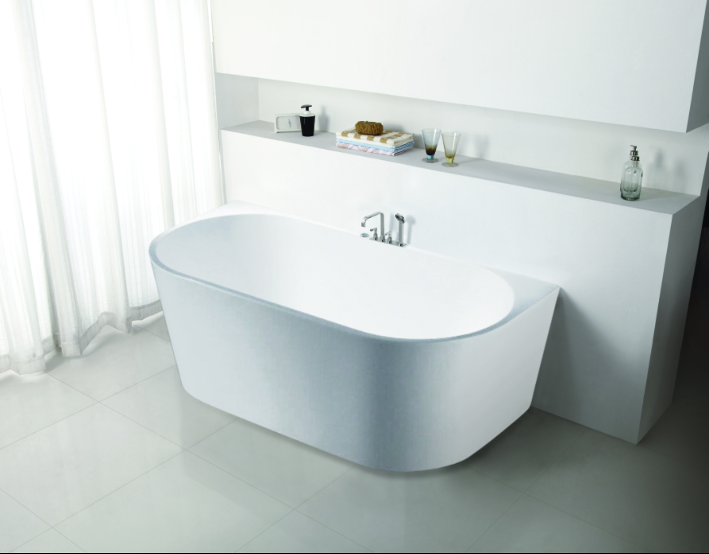 Elivia 1700 Gloss White Back to Wall Bath