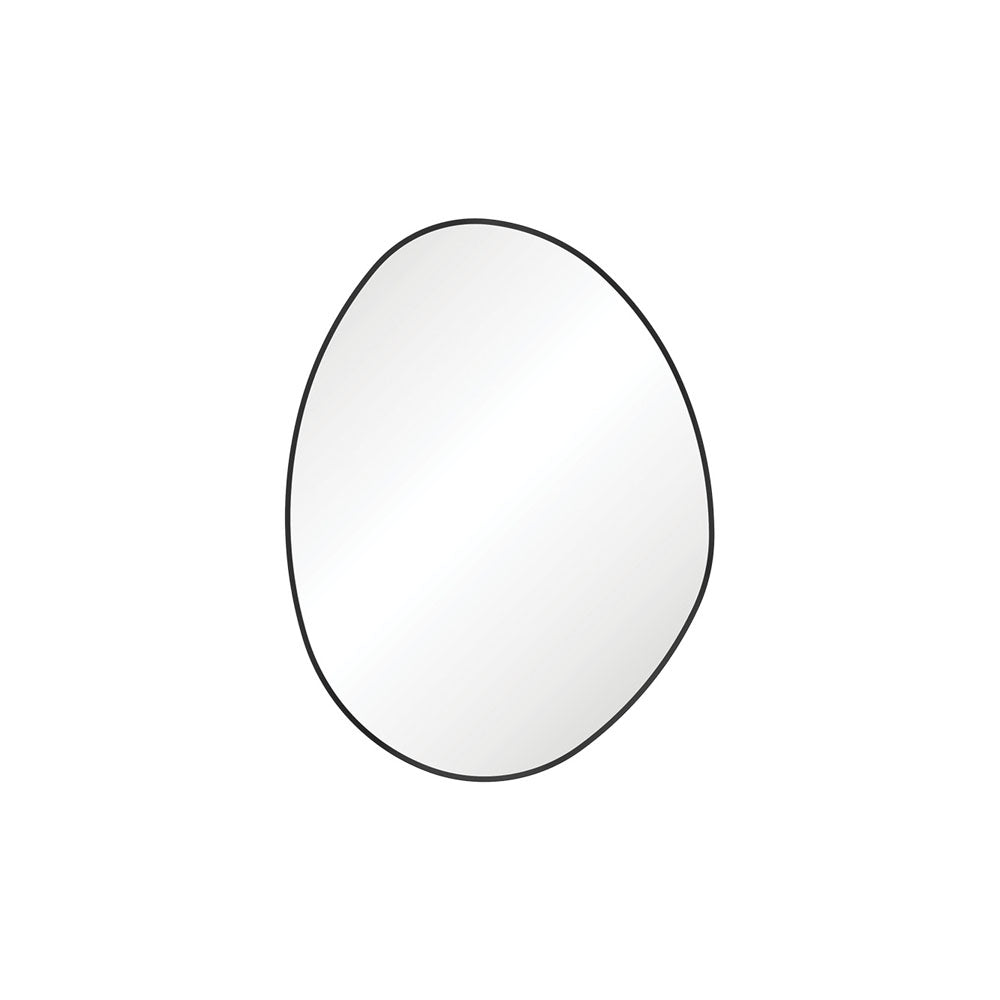 Pebble Matte Black Asymmetrical Framed Mirror - Black