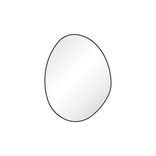 Pebble Matte Black Asymmetrical Framed Mirror - Black