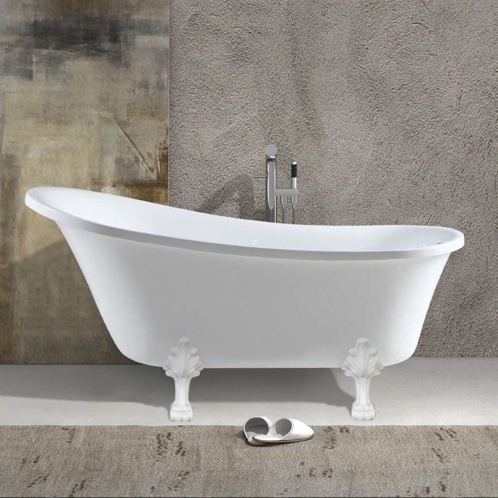 Clawfoot Freestanding Acrylic Bath, Semi-Gloss White Feet