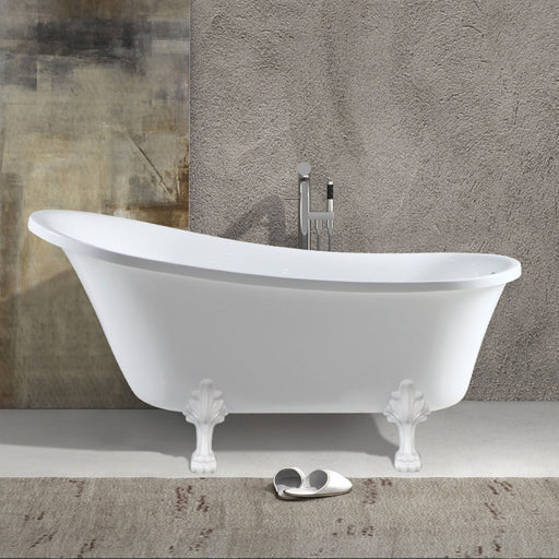 Clawfoot Freestanding Acrylic Bath, Semi-Gloss White Feet