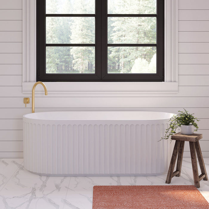 Eleanor Fluted Freestanding Acrylic Bath - Gloss White