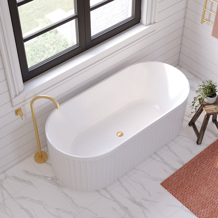 Eleanor Fluted Freestanding Acrylic Bath - Gloss White