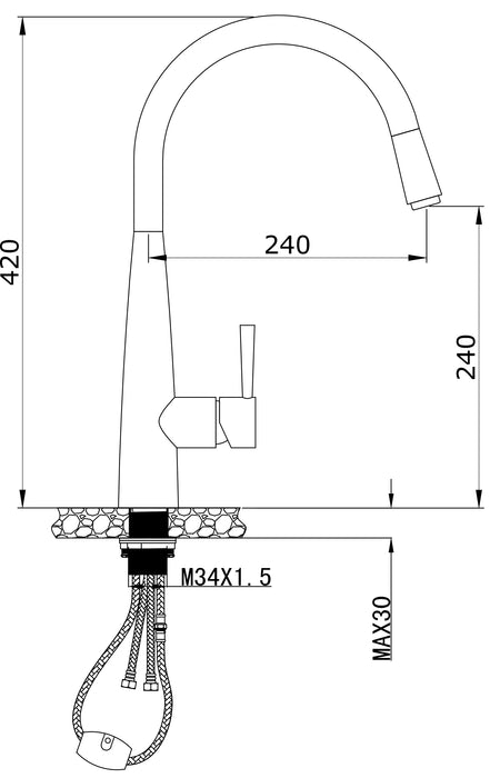 Kasper Pull Out Kitchen Mixer - Matte Black
