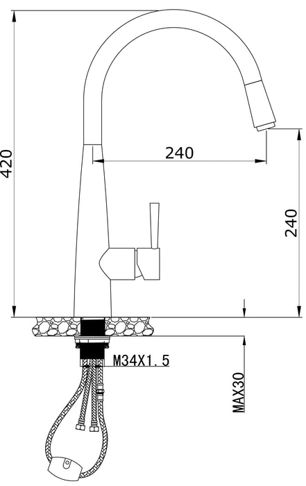 Kasper Kitchen Mixer Brushed Bronze